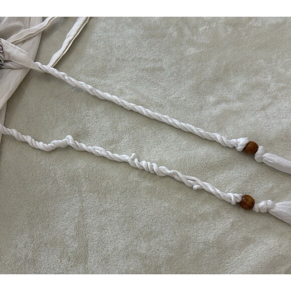 Free People Womens Medium Smocked Jumpsuit Boho Jogger Tie Waist Strappy Relaxed - Picture 14 of 14